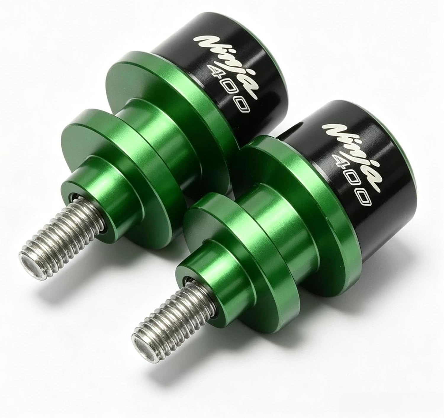 Green Motorcycle Swingarm Spools Slider Stand Screws for Ninja 400/Z400 2018 2019 2020 2021 2022 2023 2024 2025 2026,CNC machined from Aluminum Alloy,Anodized Surface Finish