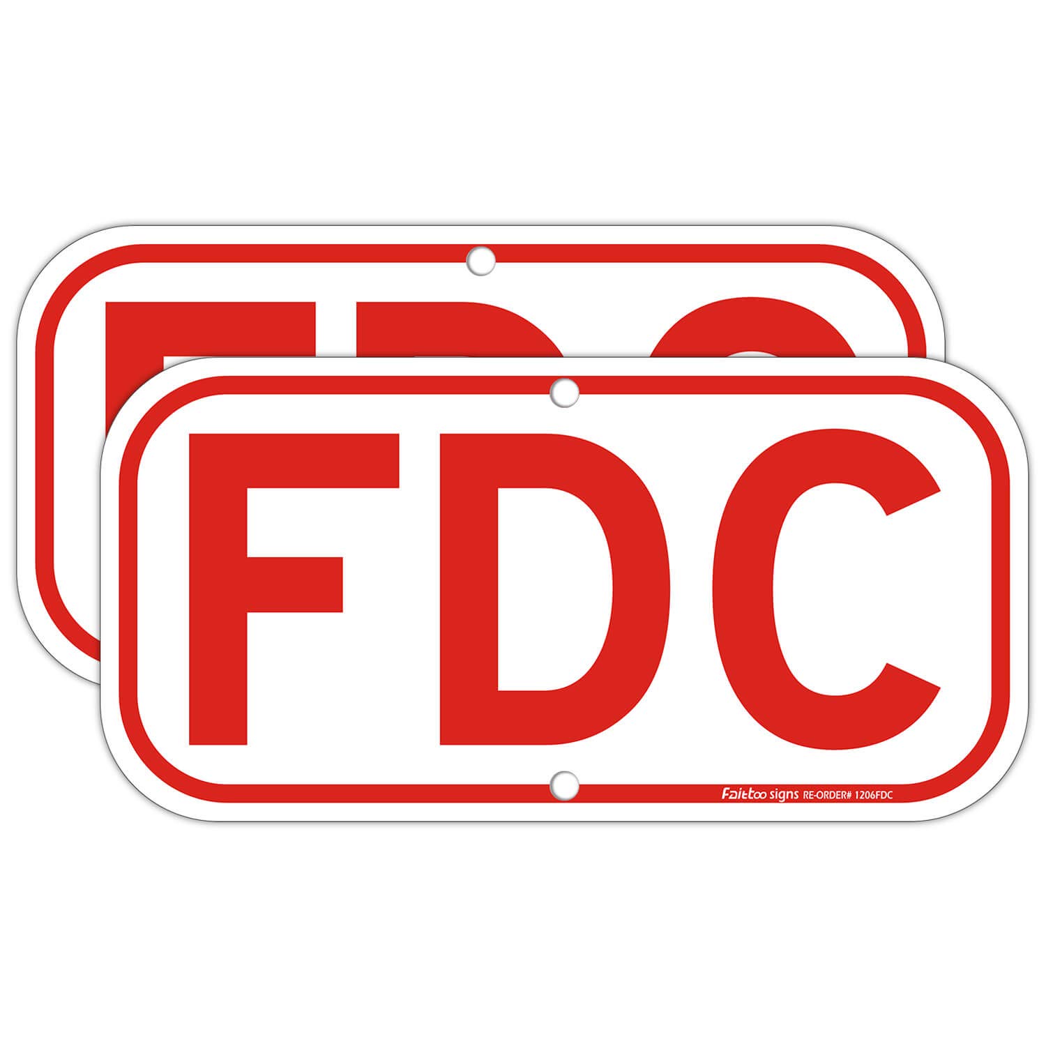 FDC Sign, Fire Department Connection Sign, 2 Pack, 12" x 6" .40 Rust Free Aluminum, UV Protected, Weather Resistant, Waterproof, Durable Ink，Easy to