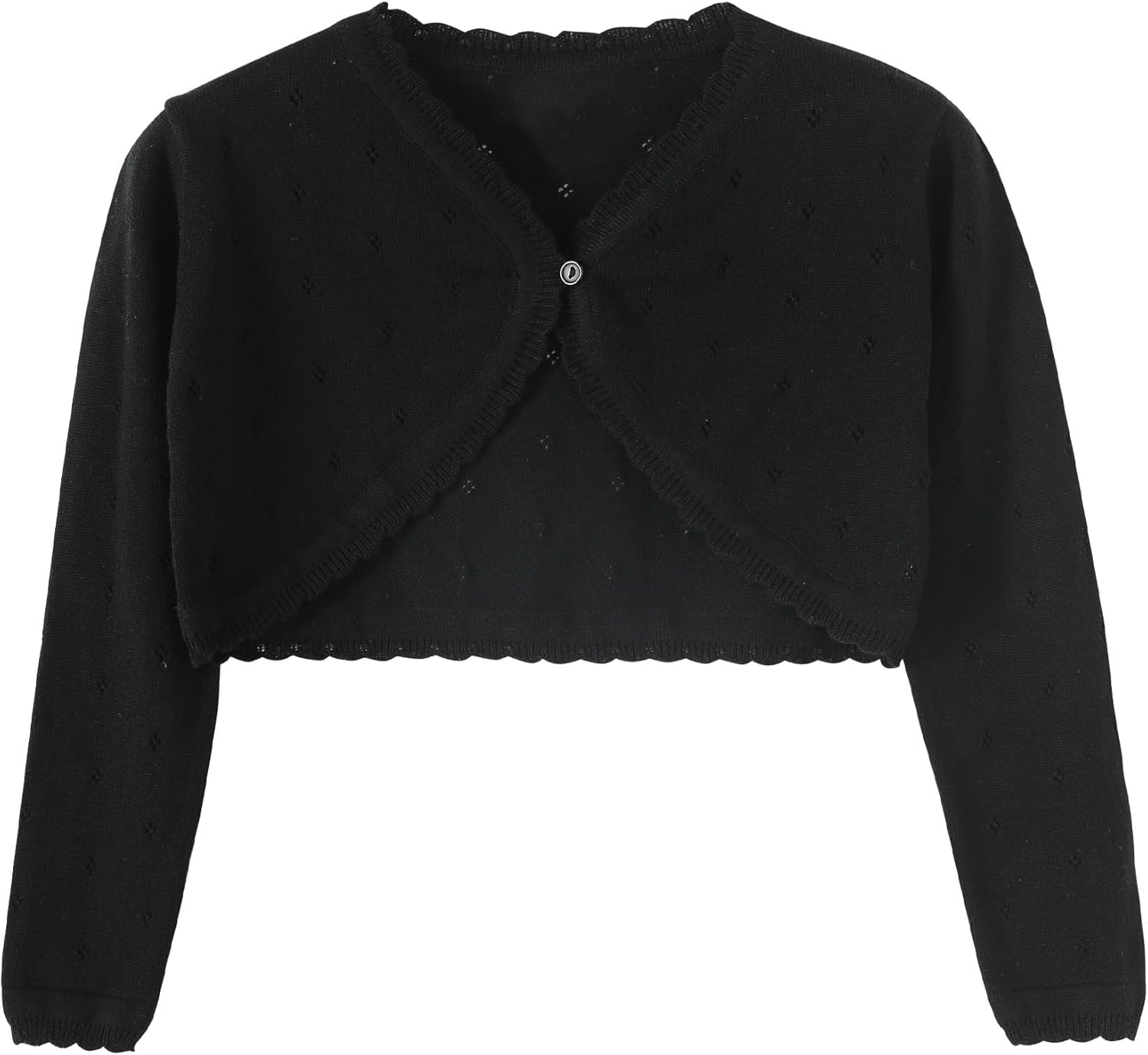 Hvididan Girls Cardigan, Girls Bolero Shrug Sweater, Kids Knit Hollow Out Long Sleeve, Button Cover Up Cropped Tops
