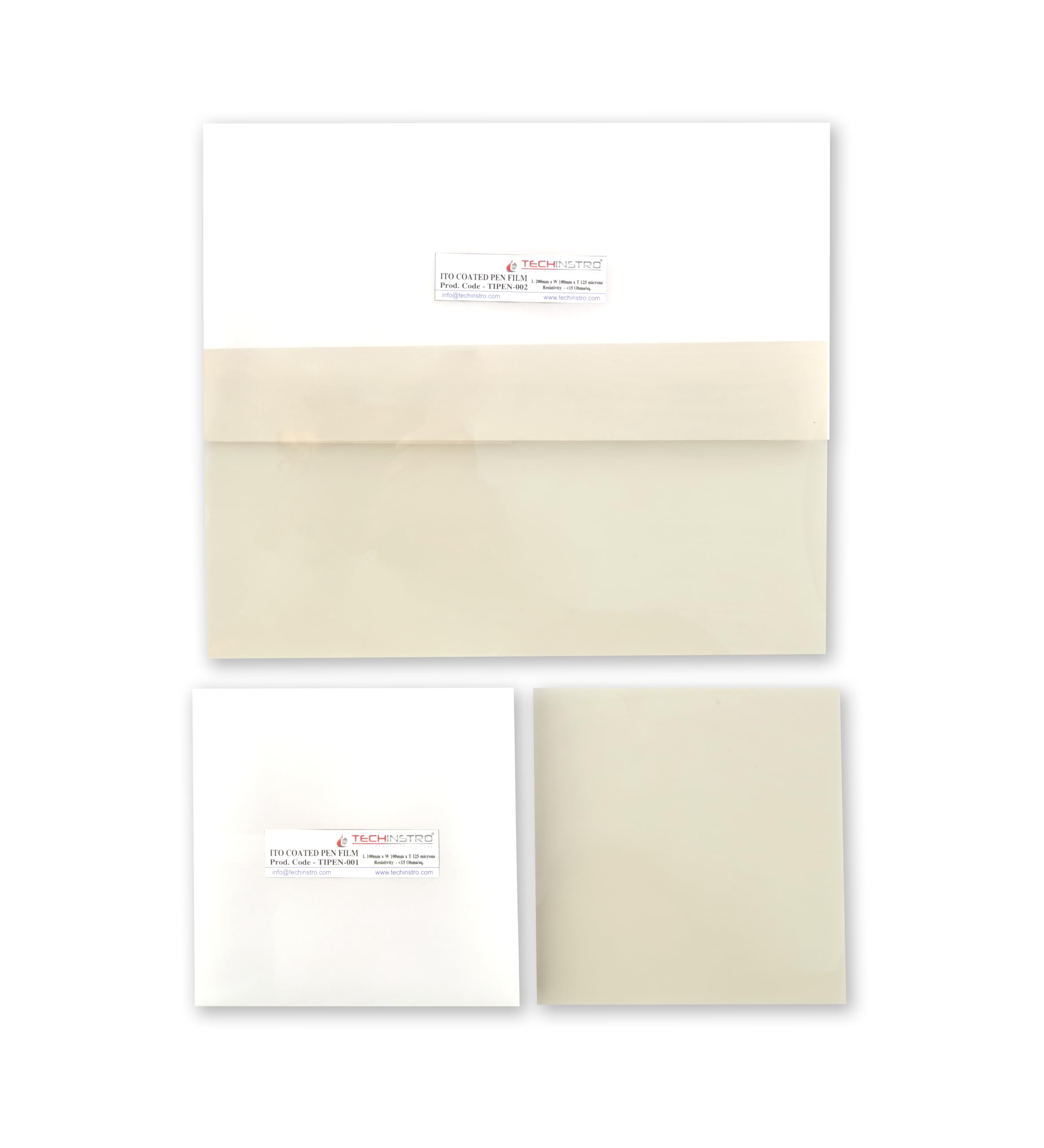 Techinstro ITO Coated PEN Film (Resistivity: < 15 ohms/Sq.)(Size: L 200mm x W 200mm)(Pack of 1) 1