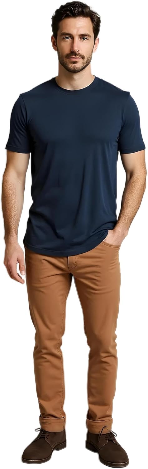 Mens T-Shirt - Shrink Free Soft Fitted Premium Tshirts – 100% Supima Cotton Short Sleeve