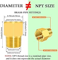 Vista 2 de 4 piezas de tubería de latón 3/8 "NPT hembra rosca tubería x 3/8 "NPT macho rosca reductor adaptador manguera NPT conector de latón