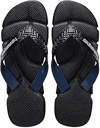 Chinelos Power 2.0, Preto e Azul Indigo, Design Texturizado