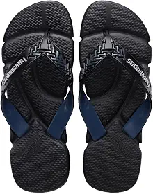 Chinelos Power 2.0, Preto e Azul Indigo, Design Texturizado