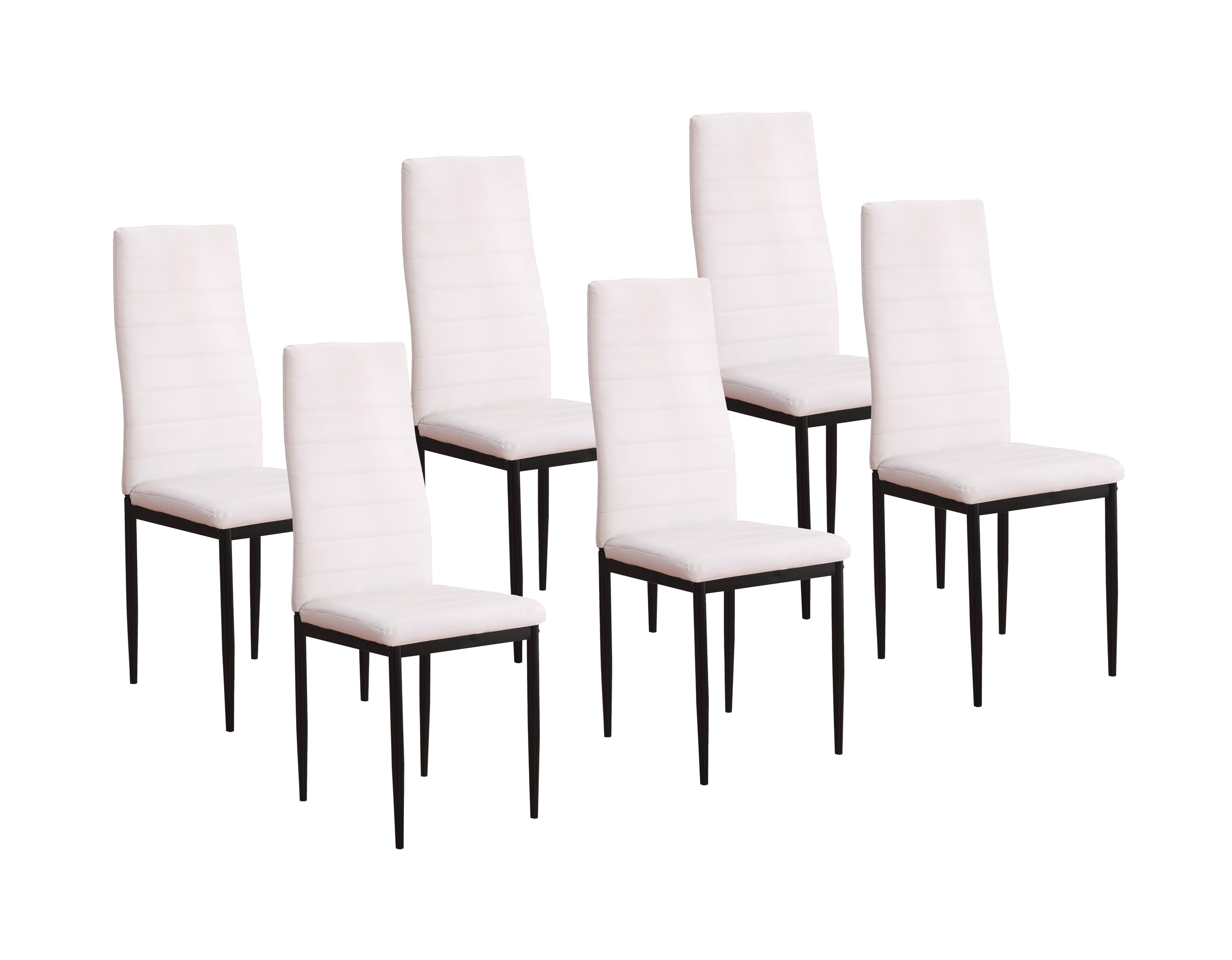 M1C - Pack 6 Sillas de Comedor emi, Sillas Estilo Moderno, Ergonómicas, espaldo y Asiento en Polipiel Color Blanco