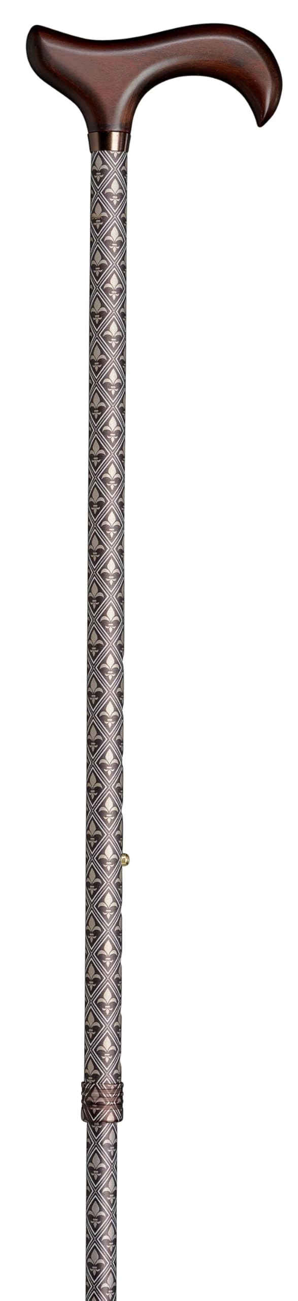 Gehstock Step-Derby LILIE, eleganter Derbygriff aus Hartholz, aufgesetzt auf einen Stock aus stabilem Leichtmetall, höhenverstellbar, inklusiv elegantem Gummipuffer.