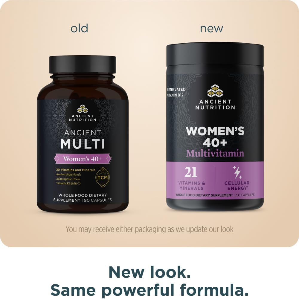 Ancient Nutrition Multivitamin for Women 40+, Multi Vitamin & Immune Support with Methylated Vitamin D, C, Magnesium, Stress, Sleep Support, Bone Health, 90 Ct