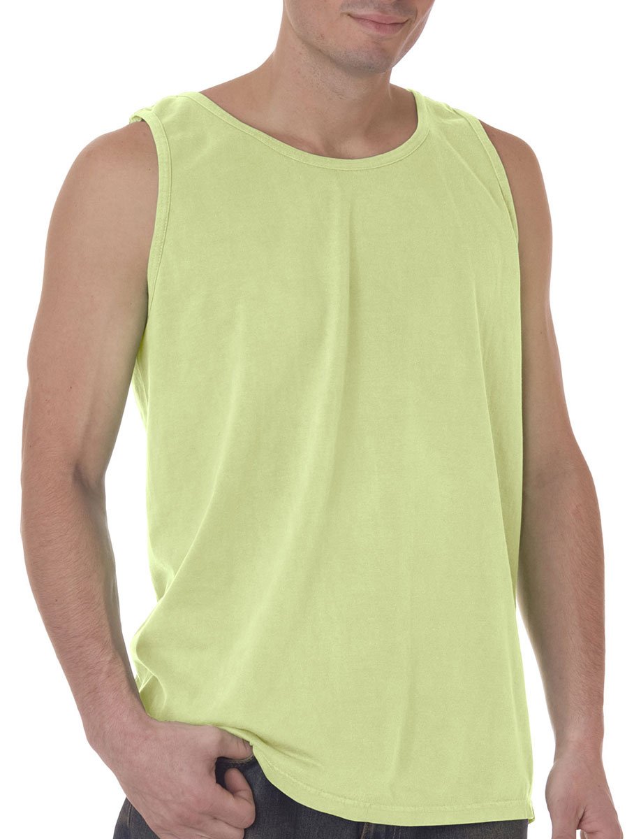 Chouinard Adult Preshrunk Ring-Spun Garment-Dyed Tank Top, Celedon, Large