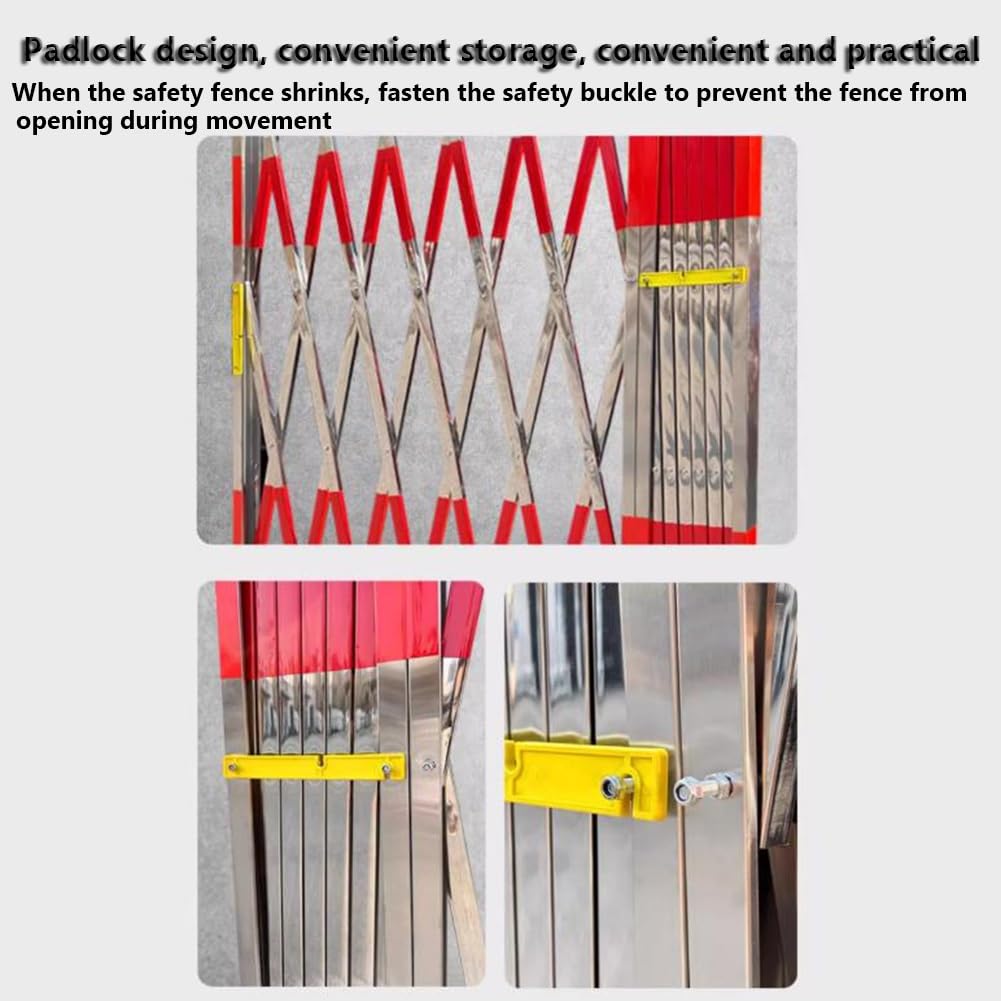 Genérico Barrera de Seguridad Extensible de Acero Inoxidable con Ruedas con Freno - Barricada móvil portátil para entradas de vehículos, garajes, escuelas y centros comerciales (1,2 x 4 m) - Solución