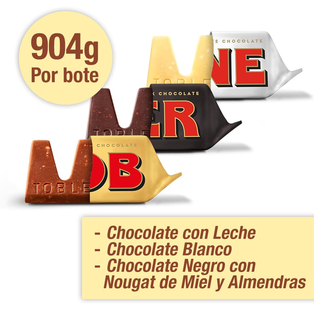 Toblerone Mix Chocolates Suizos - 3 Packs x 904g - Surtido Mini Chocolatinas Leche, Blanco y Negro con Turrón de Miel y Almendras