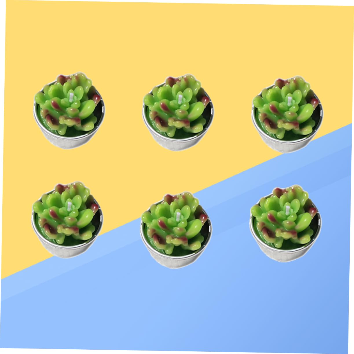 Cabilock 6 Pack Plant Candles Handmade Tea Lights for Home Office Party Bulk Succulent Decor Candles Realistic Look