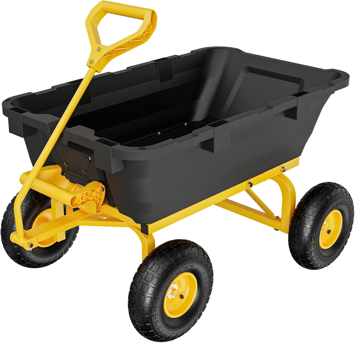 VINGLI Heavy Duty Dump Cart Wagon, 800LBS Quick-Release Dump Poly Wheelbarrow, 10in All-Terrain Pneumatic Tires Garden Wagon for Garden, Yard, Beach