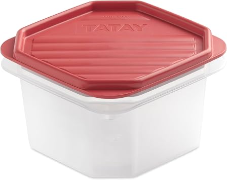 TATAY Food Storage, Airtight, 0.6 L of Capacity, Flexible Pressure Lid, BPA free, Suitable Microwave and Dishwasher, Red. Measures 12 x 12 x 7,5 cm