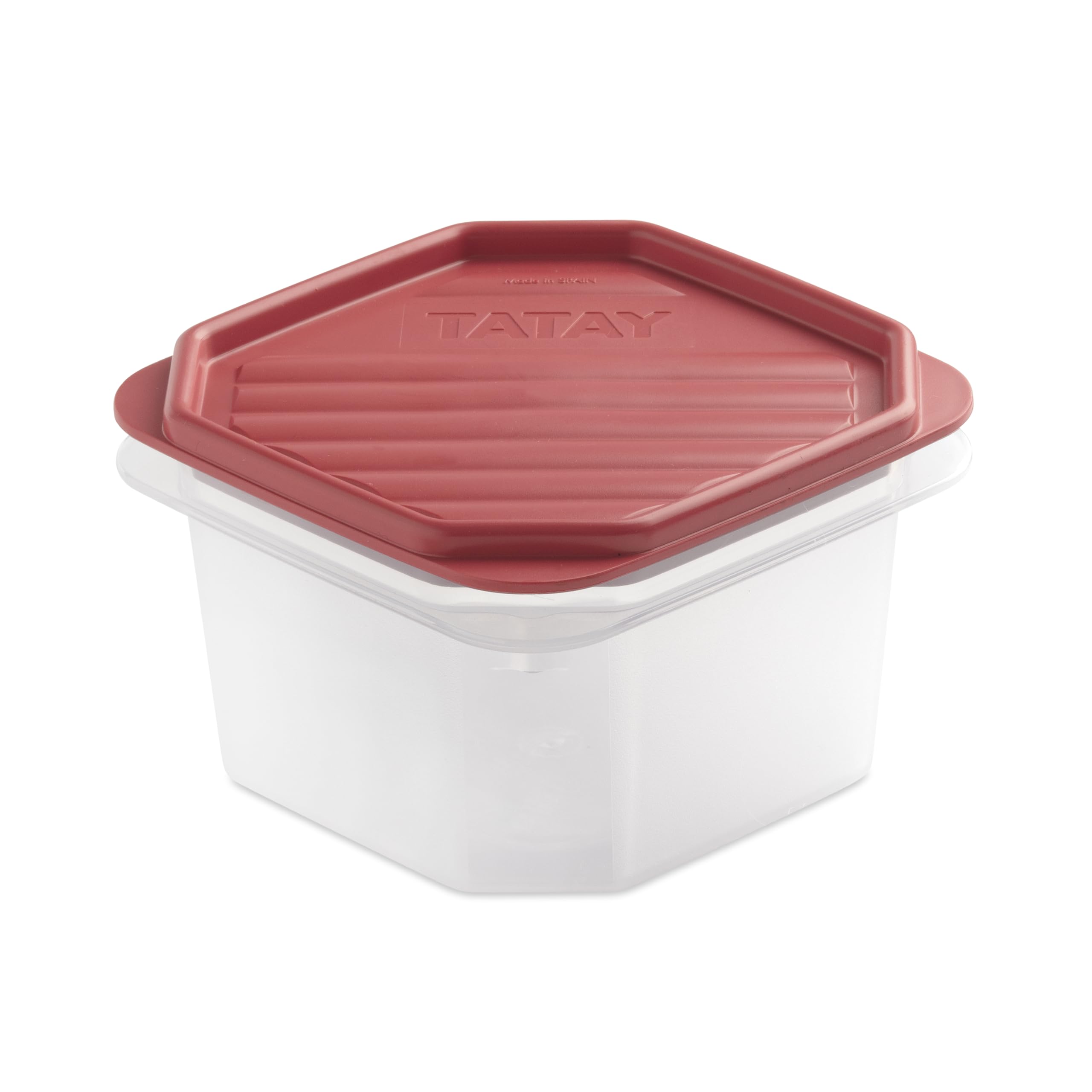 Tatay Red Food Container 0.6L Top Flex | Pressure Lid | Plastic Food Containers With Lids | Microwave, Dishwasher, Fridge & Freezer Safe | Bpa-Free Plastic | 12X12x7.5 Cm,