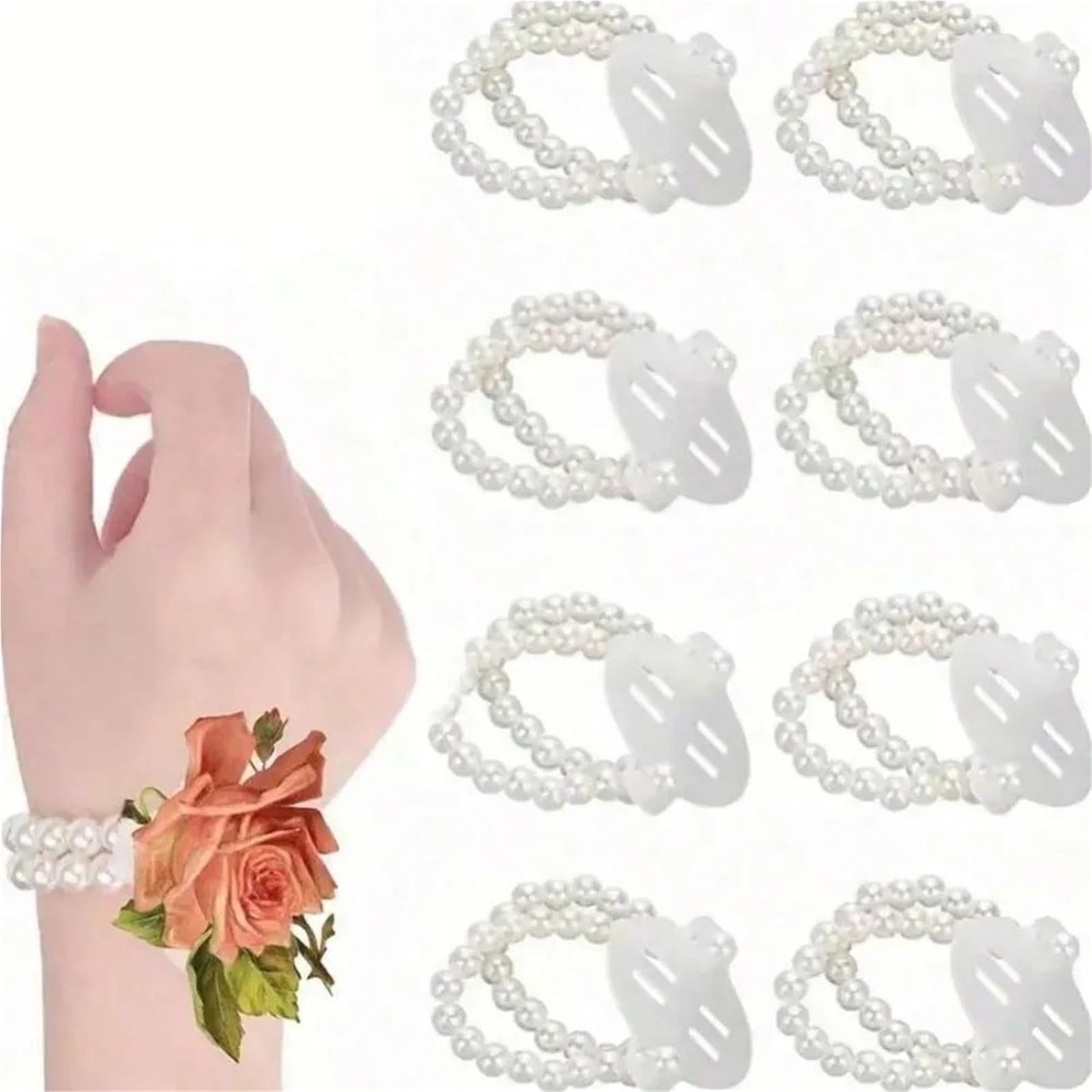 Handgelenk-Ansteck-Armbänder, 30/60/72/120/144 Stück, elastisches Perlenarmband für Hochzeit, Abschlussball und Strandparty