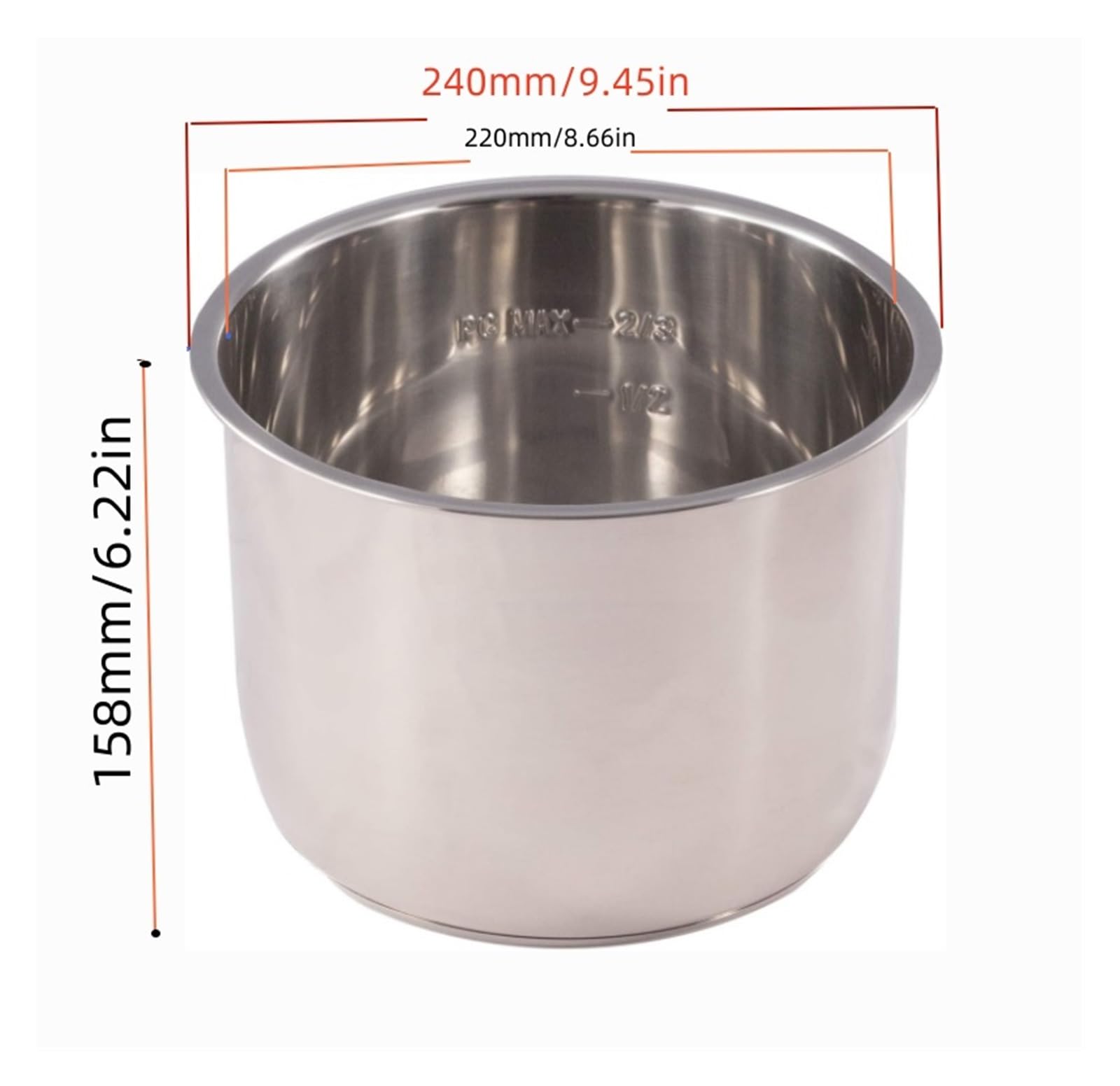 1 Stück Edelstahl-Innenkochtopf – 6 Quart, Kompatibel Mit Instant Pot, IP-POT-SS304-60