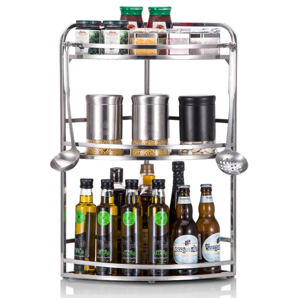 MYUYEE Shelf, Kitchen Triangle Rack Stainless Steel Punch-Free Spice Rack Wall-Mounted Chopsticks Tube Corner Storage Rack,29Cm×35Cm×64Cm,24Cm×35Cm×64Cm(24Cm×35Cm×64Cm)