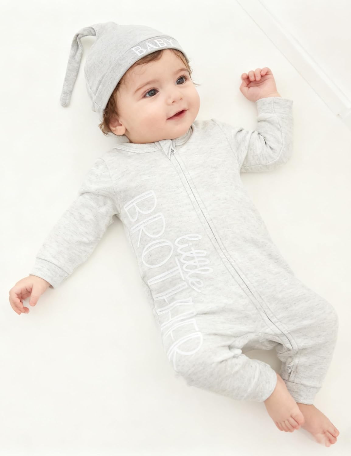 Newborn Baby Boys Outfit 3Pcs Baby Boy Clothing Letter Print Cotton Romper with Gloves and Hat - Image 7