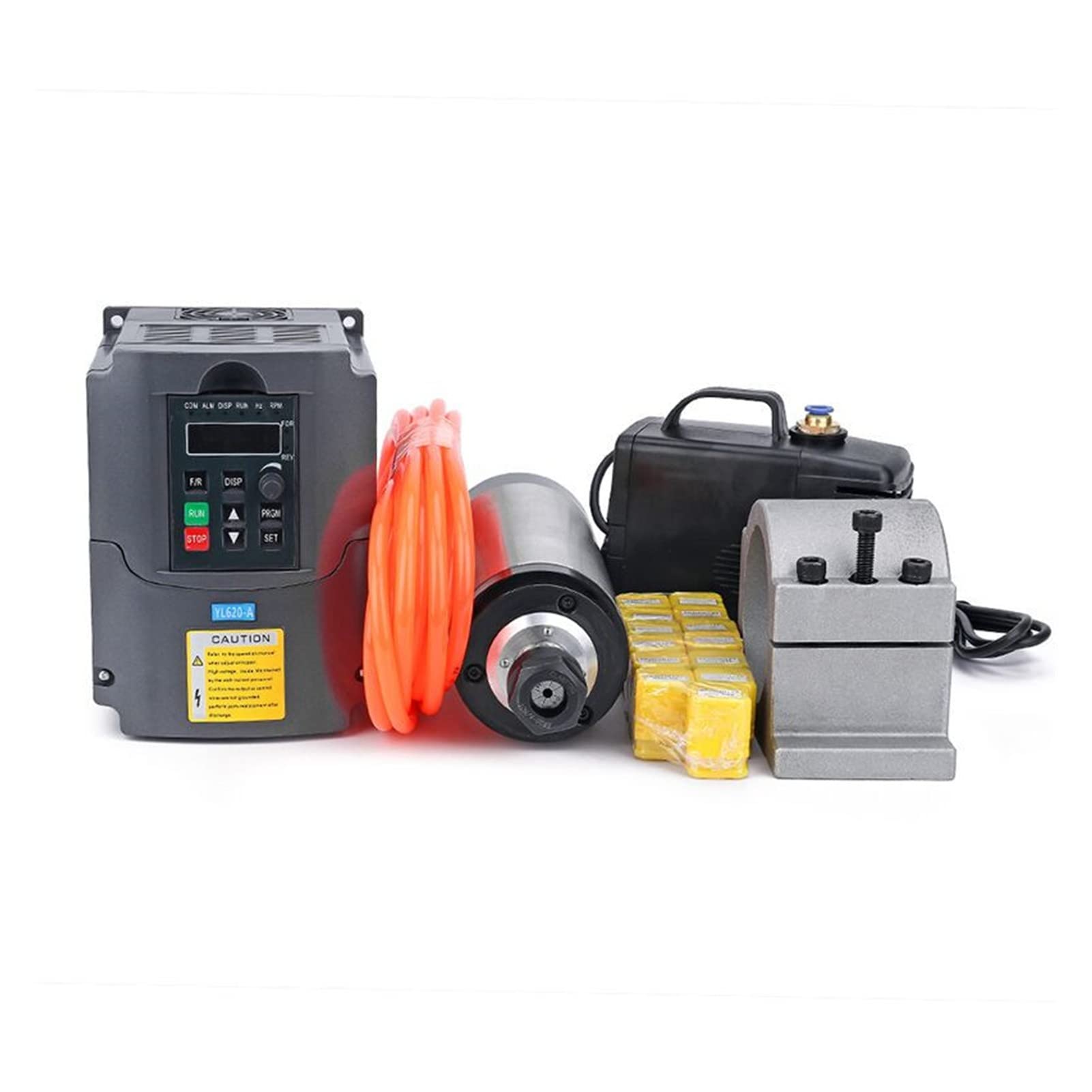 CVFRDD CNC Spindle Motor Kit 2.2kw Spindle Water Cooled Kit,Er20 Milling Motor +.2KW VFD+ 80 Clamp + Pump +13pcs ER20+1m Cable For CNC
