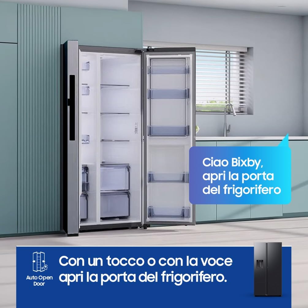 FRIGORIFERO SIDE BY SIDE SAMSUNG RS80F66KBFEF NERO 634 L INVERTER DISPENSER ACQUA E GHIACCIO LIBERA INSTALLAZIONE CLASSE B (Ricondizionato)