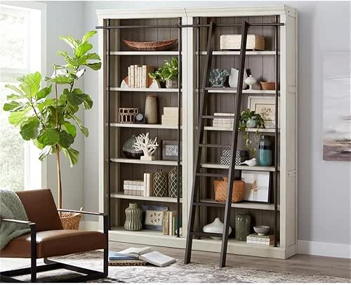Martin Furniture Traditional 8' Tall Wood Bookcase Wall with Ladder