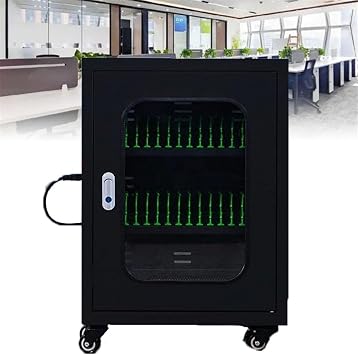 Mobile Phone Charging Cabinet, Cell Phone Locker Cabinet w/Wheels & Combination Lock, USB Charging Station, Multiple Charging Protection,30Slots