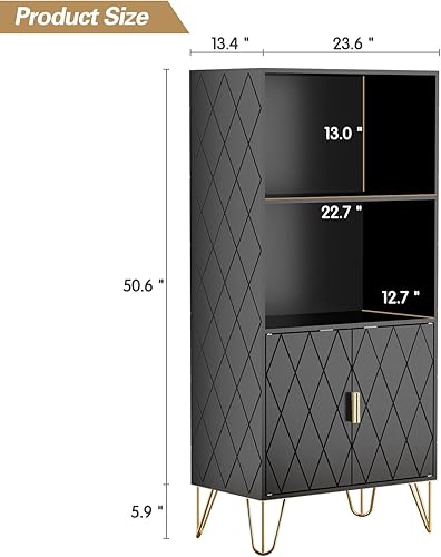 Miniatura 3 de Armario de almacenamiento con autoservicio abierto, gabinete de almacenamiento independiente de despensa de cocina con puertas, gabinete de baño