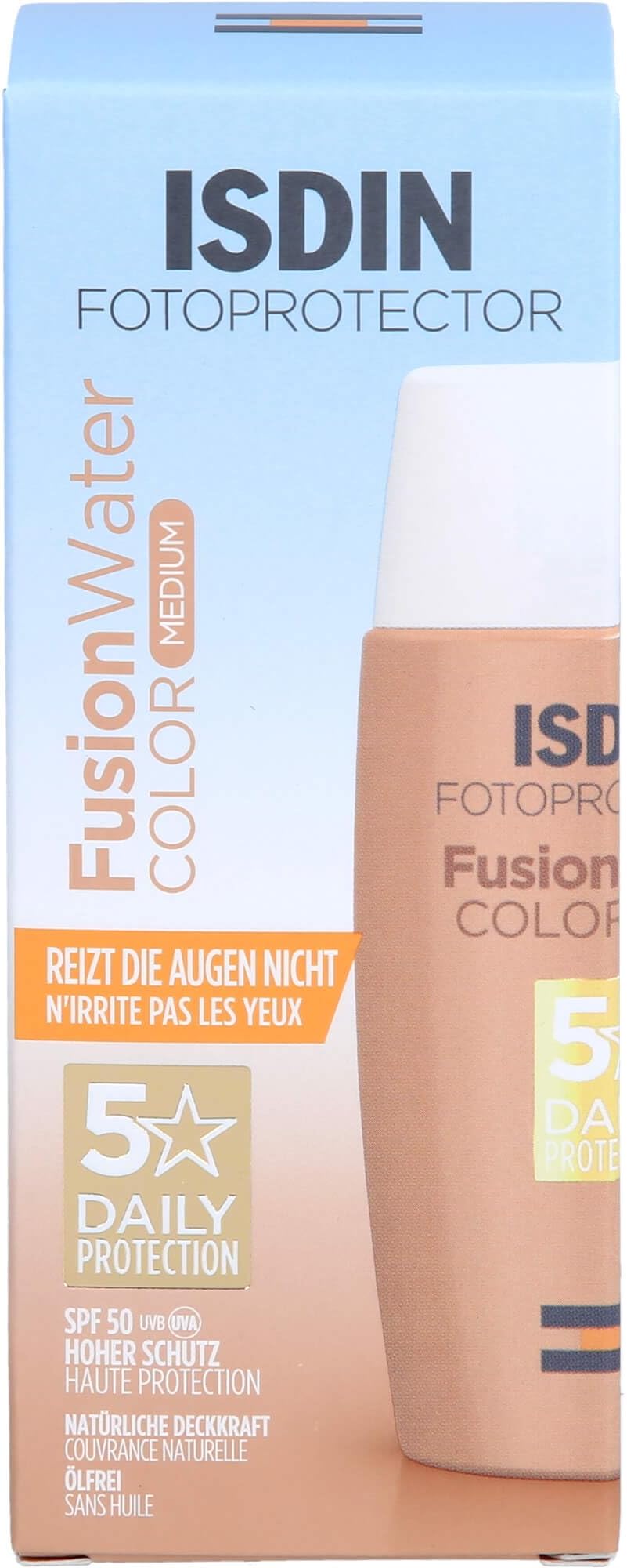 Isdin Fusion Water Color Spf 50 (Bronze) 50Ml, Tinted Daily Facial Sun Cream, Ultra-Light Texture