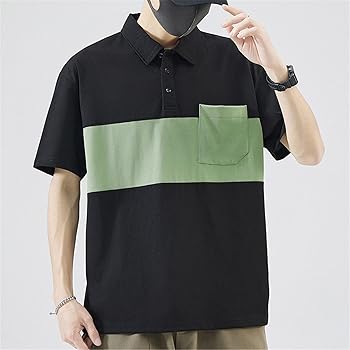 Summer Color Block Stitching Polo Shirts for Men's Short