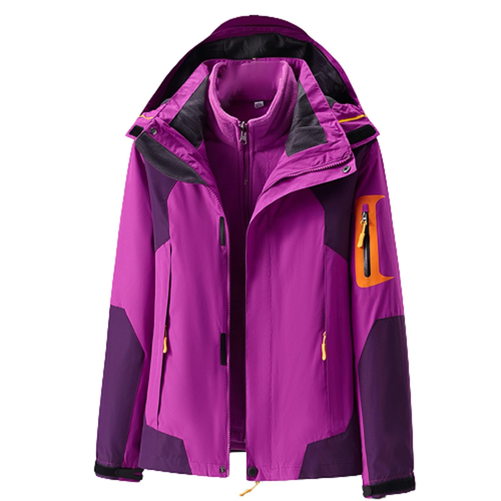 Regenjacke Damen Outdoor 2-In-1 Skijacke Mit Fleecejacke Softshelljacke Gefüttert Warm Winterjacke Wasserdichte Regenmantel Wanderjacke Outdoorjacke Winddicht Funktionsjacke Doppeljacke Übergangsjacke