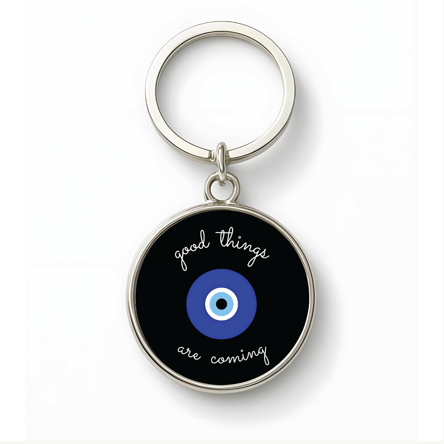Protective Evil Eye Keychain | Double-Sided Metal Key Ring | Good Luck Charm for Car, Bike, Home & Office-image-44
