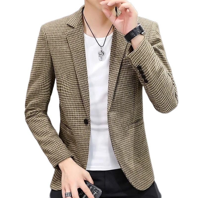 Plaid Suit Men's Wool Business Formal Jacket