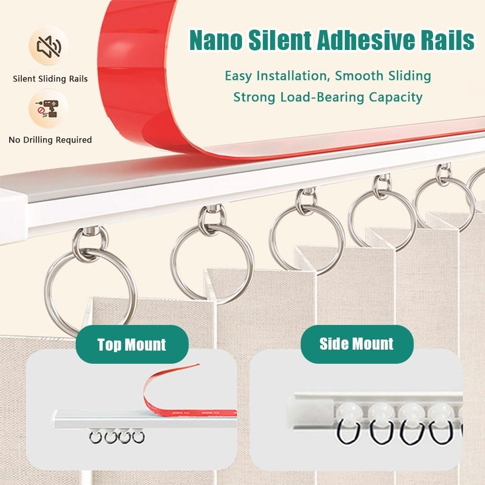 Closet Curtain for Open Closet Dustproof Blackout Cabinet Curtain with Self-Adhesive Track, Privacy Skirt for Shelf, Bookcase, Under Sink, Washer(Blue,60 * 80CM)