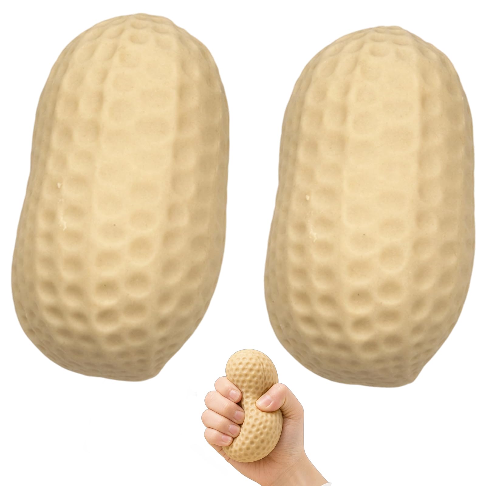 2 Pcs Crunchy Peanut Squishy for Adults, Peanut Squishy Crunchy for Office Stress Relief, Anxiety Management Aid, Slow Rising Sensory Gadgets, Desk Decoration and Focus Assistance