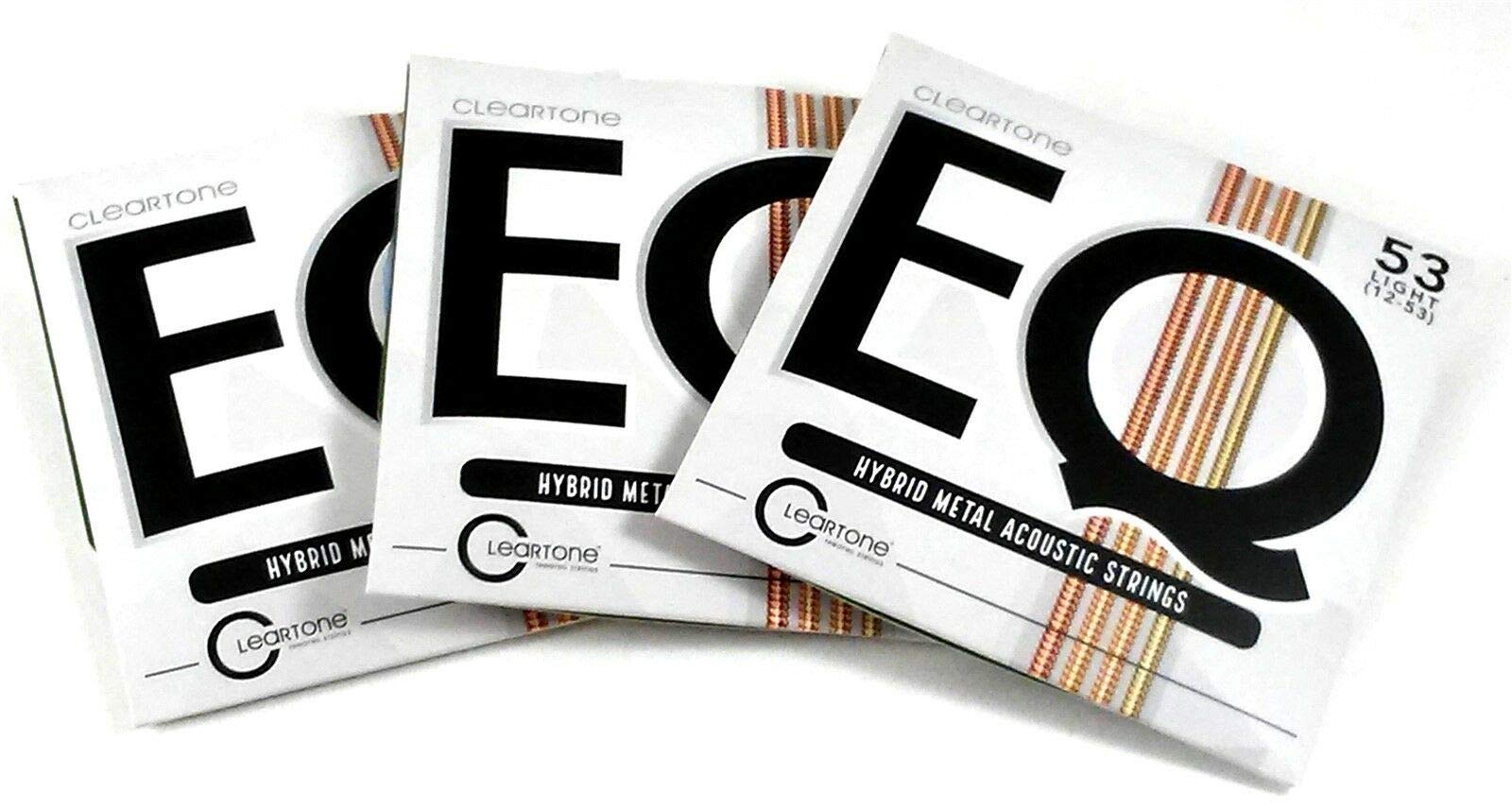 Cleartone Guitar Strings 3 Pack EQ Acoustic Hybrid Metal Custom Light 12-53