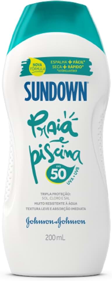 Protetor Solar Corpo e Rosto SUNDOWN® Praia e Piscina FPS 50, 200mL