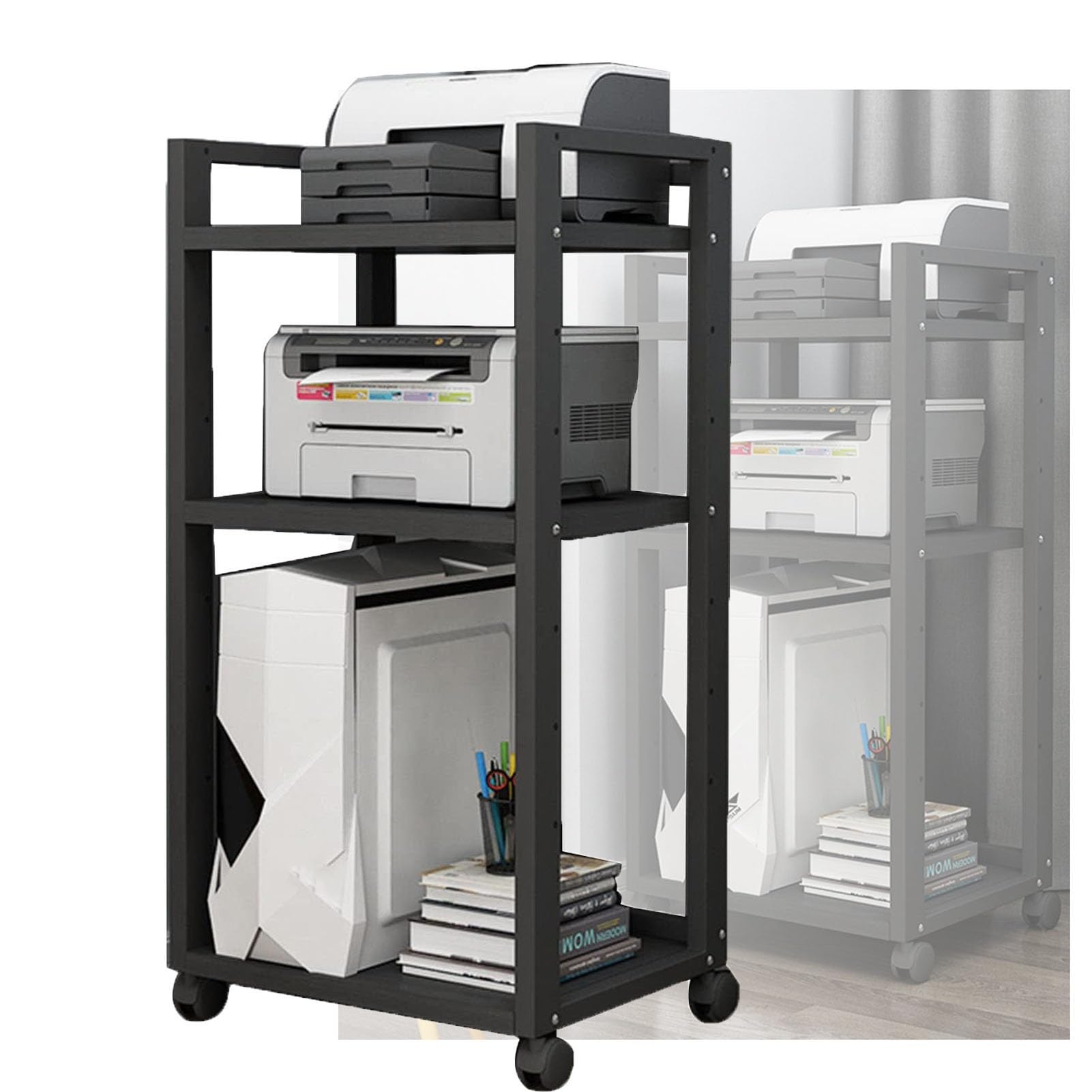 Stand for media AV a 4 livelli, scaffale della console for equipaggiamento for videogiochi di intrattenimento regolabile, for la soggiorno della sala da gioco teatro(Black)
