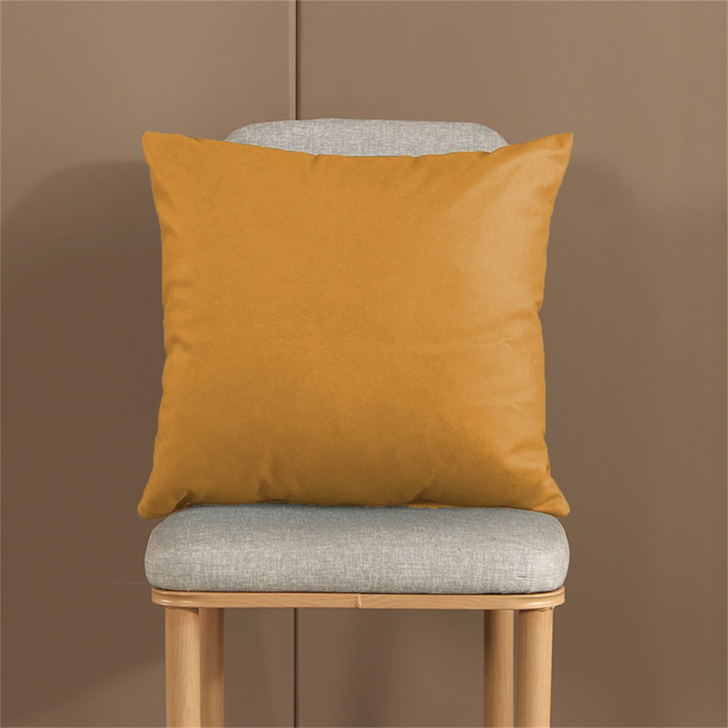 Federe Cuscini Tessuto Tecnico Copricuscini Quadrate Federe Cuscini, per Arredo Moderno Letto e Sedia (Giallo,50 * 50cm(Set di 4))