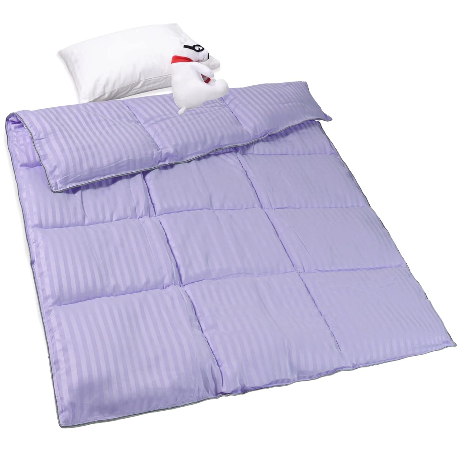 ZPECC Toddler Down Alternative Comforter, 39x47 Hypoallergenic Baby Blanket Quilt, Soft Breathable Lightweight All Season Kids Duvet Insert for Crib Stroller Cot Daycare, Purple Stripe
