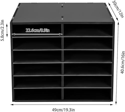 Miniatura 5 de MhdunueSK Escritorio clasificador de correo, buzón negro para aula, organizador de literatura de 12 compartimentos, clasificador de archivos de