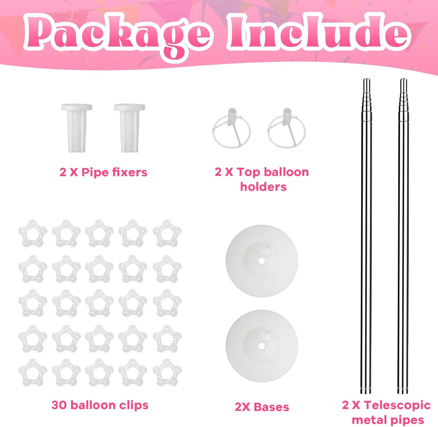 Balloon Stand Kit Set of 2, 7FT Adjustable Height Balloon Column Kit for Floor with Metal Telescopic Pillar for Halloween Thanksgiving Day New Years 2025 Gender Reveal Party Decorations 2 Pack