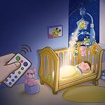 Baby mobile for crib with lights and musicial, Projection,Hanging Rotating, Teether for girl (Pink)