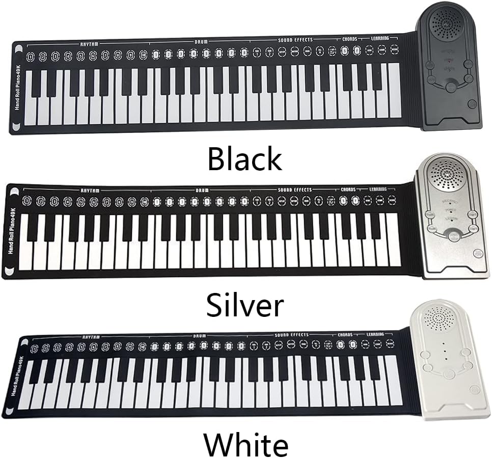 Roll Up Piano,49 Keys Electric Piano Keyboard,Portable Keyboard Piano,Keyboard Piano for Beginners(COLOR:Silver)