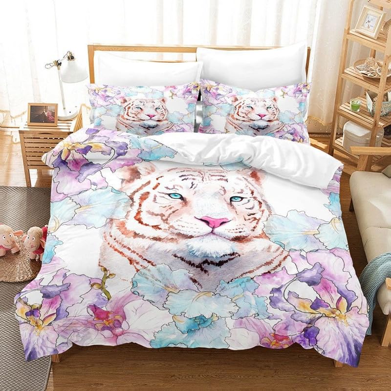 Parure de lit 140x200 tigre pourpre en microfibre 110g/㎡ premium
