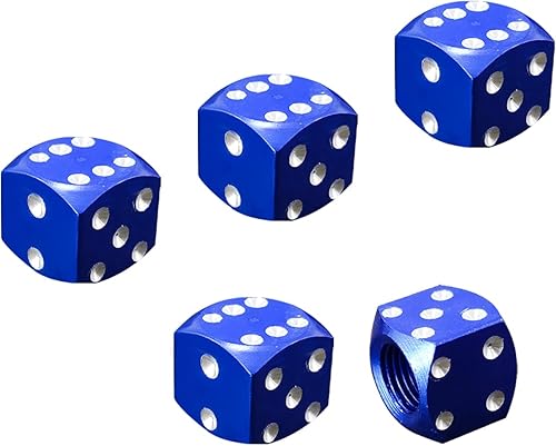 Ziciner 5 tapas de vástago de válvula de neumático estilo dado, cubiertas de vástago de válvula de automóvil de dados de aluminio, tapones antipolvo