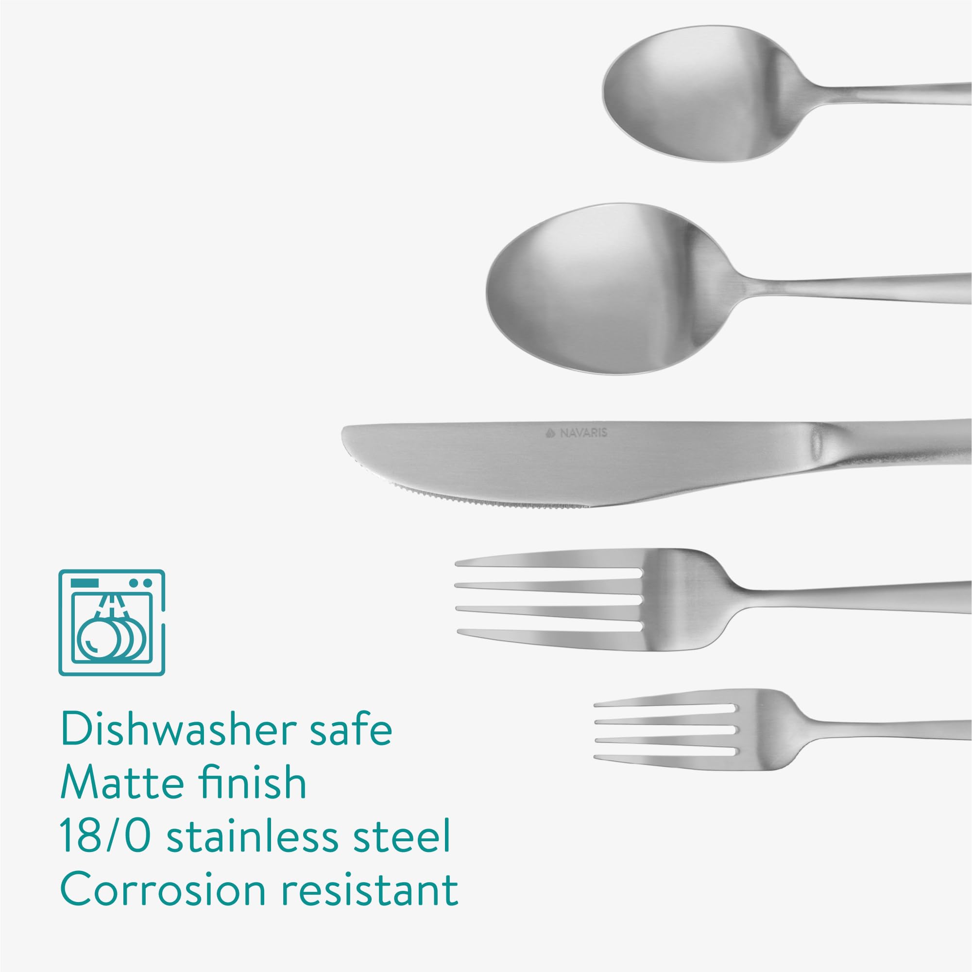 Set Posate In Acciaio Inox 40 Pezzi - Finitura Satinata - Servizio Per 8 Persone Con Forchette, Cucchiai E Coltelli Da Cena E Dessert