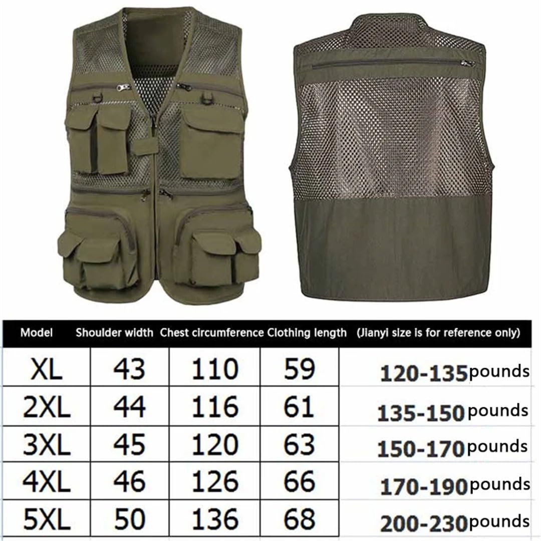 Chaleco de pesca de verano para hombre, chaleco de viaje de malla transpirable con cremallera y múltiples bolsillos, abrigo deportivo
