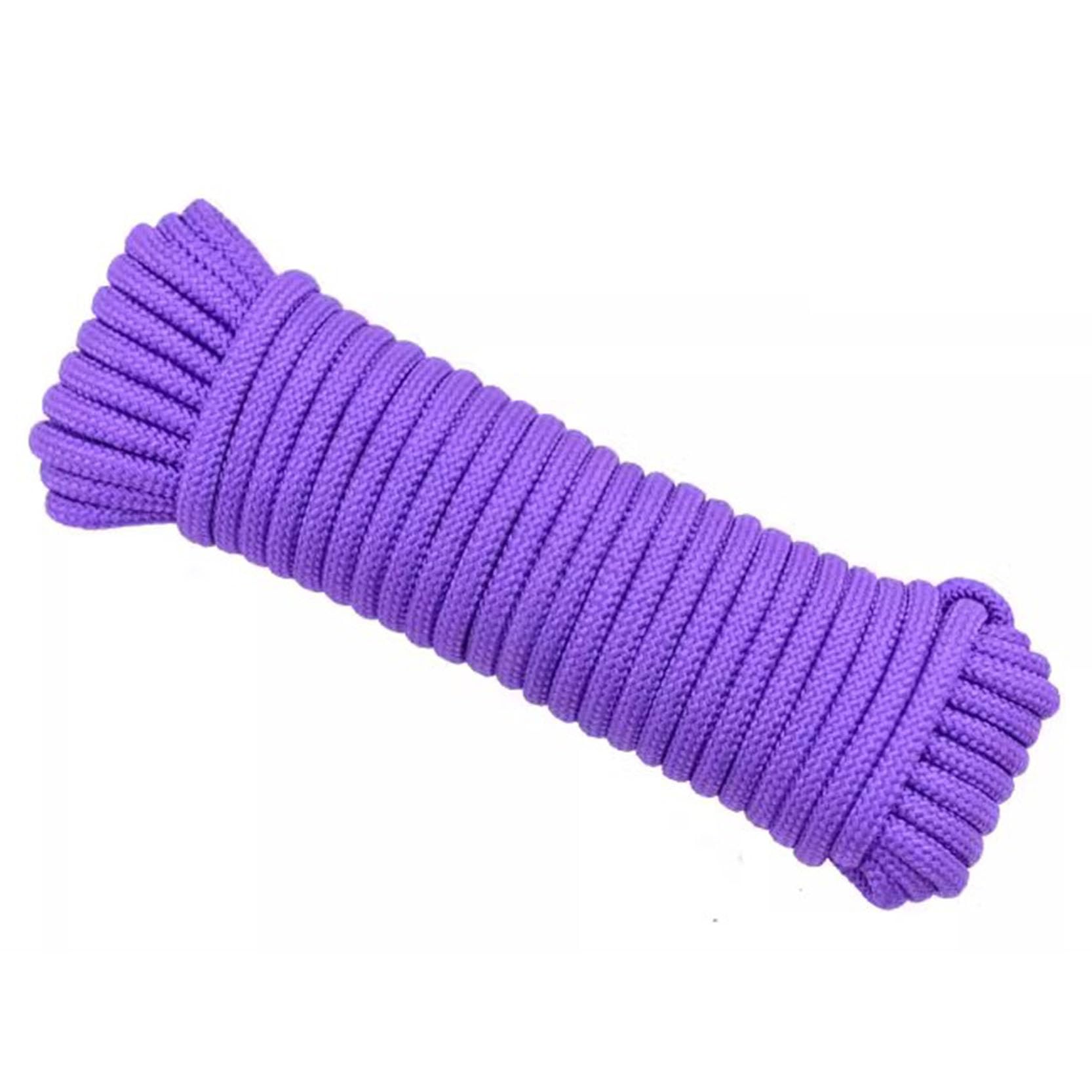 Stendibiancheria, Corda for Stendibiancheria da 50 m, Stendibiancheria Resistente Spessore 6 mm, Stendibiancheria Multiuso for Asciugatura da Campeggio in Giardino Esterno, Pacchetto(Purple)