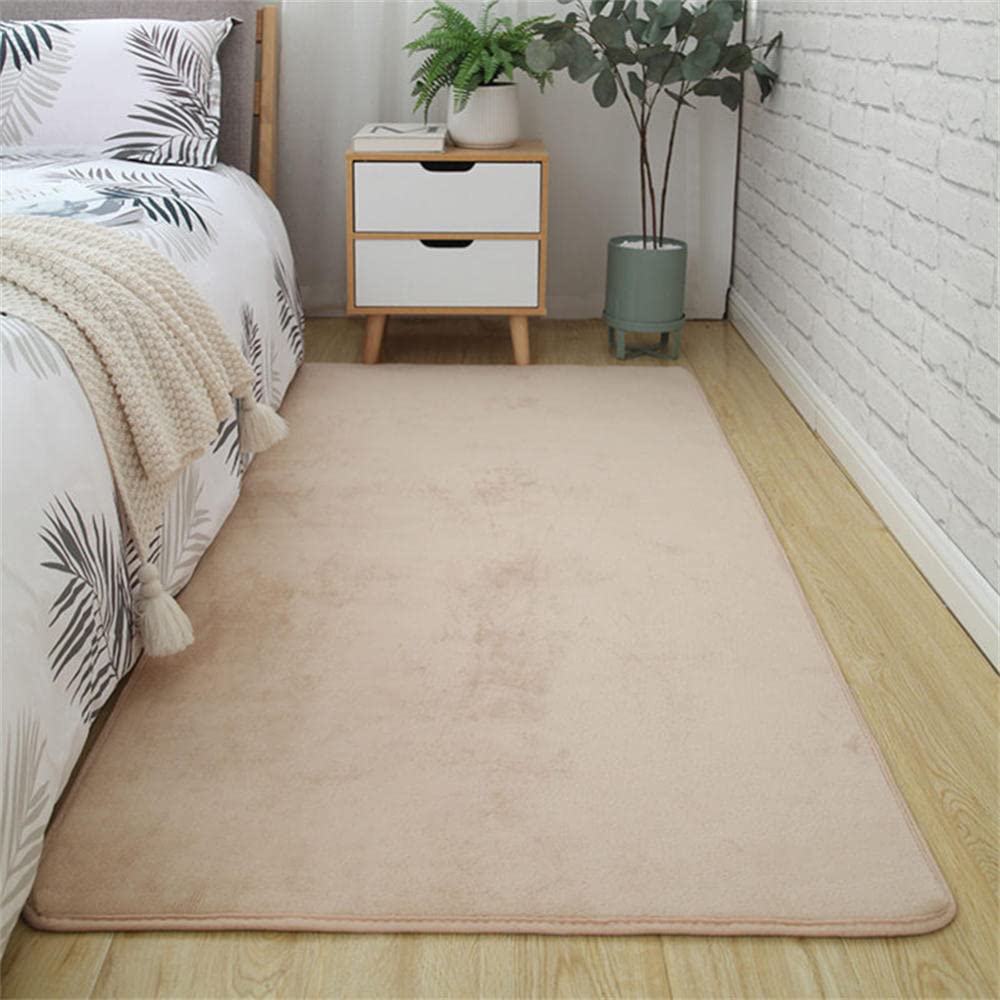Tapis salon moderne poils courts LUNEZY grand tapis chambre bébé beige