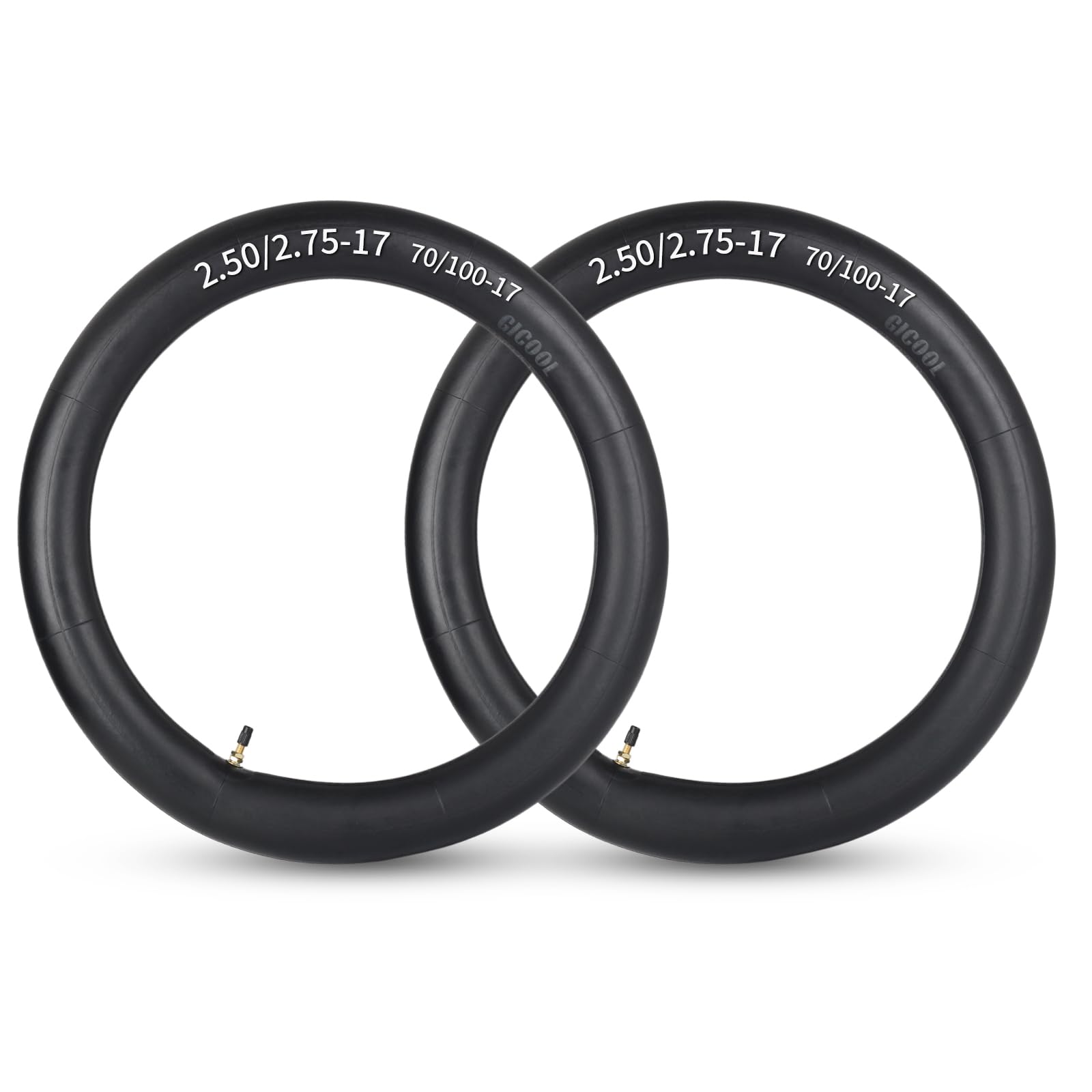 GICOOL 2.50/2.75-17” (70/100-17) Dirt Bike Replacement Inner Tubes, 2 Pack with TR4 Valve Stem, Fits for Honda, Coolster, TaoTao, 110cc, 125cc and